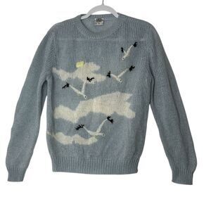 Vintage Ades Of California Women's Sweater XL Birds Cloud Beach Outdoor Y2K Blue